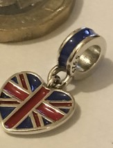 Genuine 925 Silver Union Jack British Charm comes in a cute velvet bag fits all  - £16.65 GBP