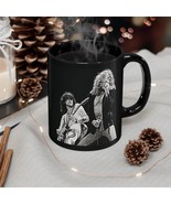 Jimmy Page, Robert Plant, Rock Stars, Led Zeppelin Cup, Black Coffee Mug... - £29.02 GBP