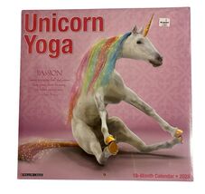 Unicorn Yoga Wall Calendar NOS Sealed 2024 18 Months Photos Art Crafts 1... - $6.93