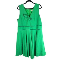 Hutch Fit &amp; Flare Dress Sleeveless Tie V-Neck Zip Back Green Plus Size 2X - £38.64 GBP
