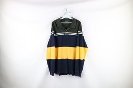 Vintage 90s Nautica Mens 2XL XXL Faded Color Block Long Sleeve Rugby Polo Shirt - £43.38 GBP