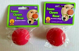 Lot Of 2 Rubie&#39;s Red Foam Clown Nose New In Packaging Prank#5 - £6.38 GBP