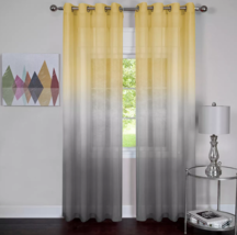 (2 Ct) Rainbow 8 Grommet Panel One 52&quot;W x 84&quot;L Grey Yellow Fade Polyester - $39.59