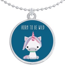 Horn to be Wild Unicorn Round Pendant Necklace Beautiful Fashion Jewelry - £8.56 GBP