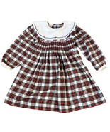 Vintage Hand Smocked Red Plaid Collared Dress Girls 5 Kids Count - $52.66 CAD