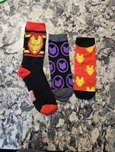 NEW! lot 3 pair mens size 6-12 Marvel superhero socks Iron Man - £7.12 GBP