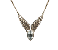 Blue Topaz and Sterling Silver Necklace 18 Inch Chain Teardrop Cut Vtg B... - €21,91 EUR