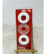 Hunkyjunk Penis Ring 3pk Clear White- Non-Roll Stacking Cock or Ball Rings - £14.84 GBP