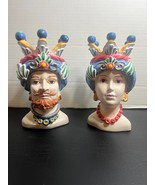 Ashland Seaside Village Man &amp; Woman 8&quot; Planter Royalty Head Vase - $61.05 CAD