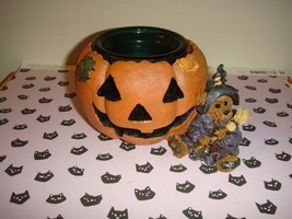 Boyds Bearstone Emma The Witchy Bear Pumpkin Magic Votive Holder - $16.99