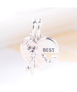 Sterling Silver Best Friends Heart & Key Pendant Charm Dangle Charm - $18.90