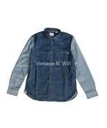 Timberland Men L Blue Contrast Sleeve Japanese Denim Jean Button Front S... - $56.99
