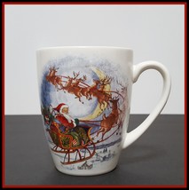 NEW RARE Pottery Barn Nostalgic Santa Claus Sleigh Ride Mug 10.75 OZ Stoneware - £21.64 GBP
