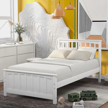 Wood Platform Bed Twin size Platform Bed, White - £160.33 GBP
