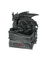 Guardian of Bibliophiles Stone Finish Dragon on Books Trinket Box - £29.64 GBP