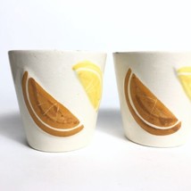 Vintage LA California Pottery Juice Cup Set 1956 Set of 3 Orange Lemon Slices - £25.63 GBP