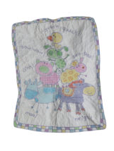 Vintage baby blanket quilt Needlecraft hand stitched animals cow dog horse ABC - £23.73 GBP