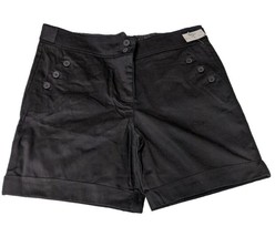 The Limited Black Button Pockets Sailor Cuffed Cotton Blend Shorts Size ... - £14.06 GBP