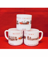 Vintage Wayne County Iowa mugs lot of 3 souvenir Federal milk glass coff... - $192.93 MXN