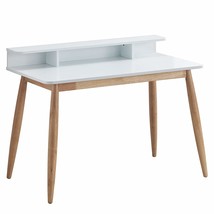Roundhill Furniture Roskilde Storage Wood Office Desk, White - £134.50 GBP