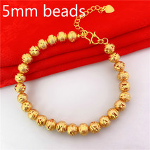 Gold Plated Sand Beads Bracelet Women Jewelry Never Fade Imitation Gold Beating  - £10.03 GBP