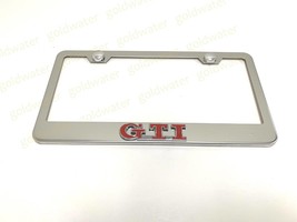 3D (Red) GTI Badge Emblem Stainless Steel Chrome Metal License Plate Frame - $22.88