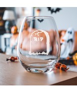 Spooky Gravestone Etched Glasses - Wine, Champagne, Pint Glasses, Shot G... - $24.99+