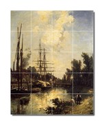 Johan Jongkind Ships Painting Ceramic Tile Mural BTZ04896 - $200.00+
