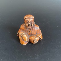 Vintage Sitting Japanese Man Netsuke Celluloid Resin Figurine Miniature - £9.87 GBP