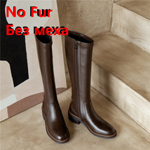 Side Zipper Women&#39;s Shoes Fall Winter Genuine Leather Knee High Boots Si... - £118.05 GBP