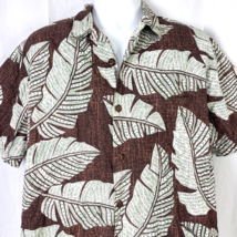 Hilo Hattie Tribal Leaves Tiki Hawaiian Shirt Large Mens USA Cotton - £24.97 GBP