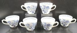 (6) J &amp; G Meakin Blue Nordic Flat Cups Set Vintage Onion Coffee Tea Engl... - £31.18 GBP