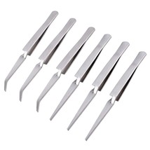 WANDIC Precision Tweezers Set 6 Pcs 2 Styles Stainless Steel Tweezers Repair ... - £22.79 GBP