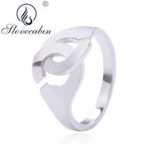 Slovecabin Vintage Silver Rings Real 100% 925 Sterling Silver Handcuff Ring For  - £18.63 GBP