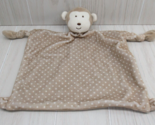 Monkey polka dots baby plush lovey security blanket rattle toy brown tan... - $15.58