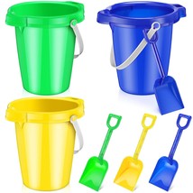 6 Pcs 7 Inch Beach Buckets And Sand Shovels Set For Kids, Large Sand Buckets And - £28.34 GBP