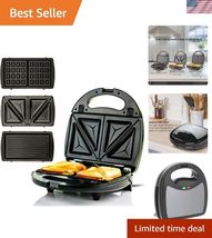 3 in 1 Electric Sandwich Maker, Panini Press Grill and Waffle Iron Set w... - $75.12