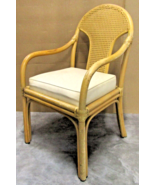 Vintage Ficks Reed Bamboo and Rattan Back Upholstered Seat Armchair  - $118.80