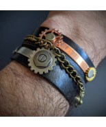 Gears Cuff Themed Cosplay Steampunk Bracelet, Gothic Cuff, Gears , Genui... - £11.40 GBP