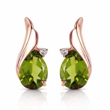 4.26 Carat 14K Solid Rose Gold Gemstone Stud Earrings Diamond Peridot - £438.61 GBP