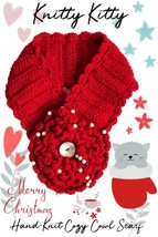 Red Heart-Warming Woolen Cowl Hand-Knit Scarf With Sequins - $19.99