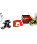 Christmas Holiday Gingerbread Man Reindeer Serving Tray &amp; Napkin Holder - €15,51 EUR