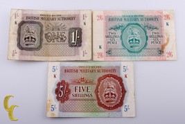 1943 N.Afrique Britannique Militaire Authority 3 PC Note 1, 2 1/2, 5 Shi... - $82.64