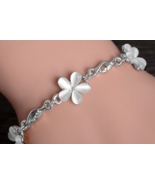 Mele Silver Filled Opal with Crystal Link Chain Plumeria SILVER Bracelet  - $19.00 CAD