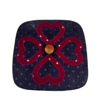 Longaberger Woodcrafts Square Basket Lid With Blue Traditional Red Hearts 8.5&quot;  - £21.99 GBP