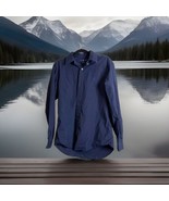 Ralph Lauren Dress Shirt Men Size Large Custom Fit Navy Blue Casual Butt... - £14.95 GBP