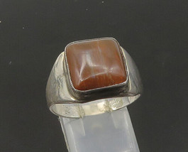 NAVAJO 925 Sterling Silver - Vintage Jasper Shiny Smooth Band Ring Sz 9- RG21736 - £58.68 GBP