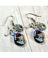 Earrings Watch Parts &amp; Charm Keys Jewelry Silver Swarovski Crystal Gears... - £11.77 GBP