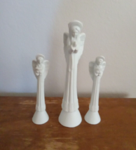 Angels Set Of 3 Porcelain Pencil Snow Powder Vintage 6&quot; - 8&quot; - $18.66
