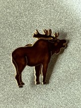 Brown Enamel BULL Elk Goldtone Lapel or Hat Pin or Tie Tac – 1.25 x 1.25 inches - £9.02 GBP